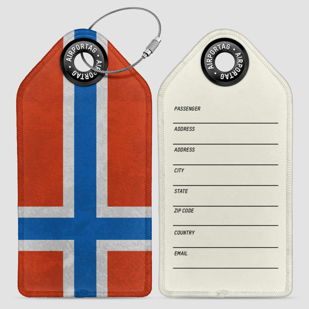 Étiquette De Bagage PVC Imprimée 'Îles De Norvège' - 8,5x5,4 Cm, Avec Bracelet - Personnalisable Au Dos