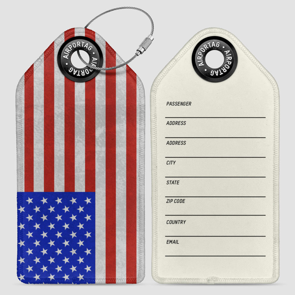 USA Flag Luggage Tag Personalized