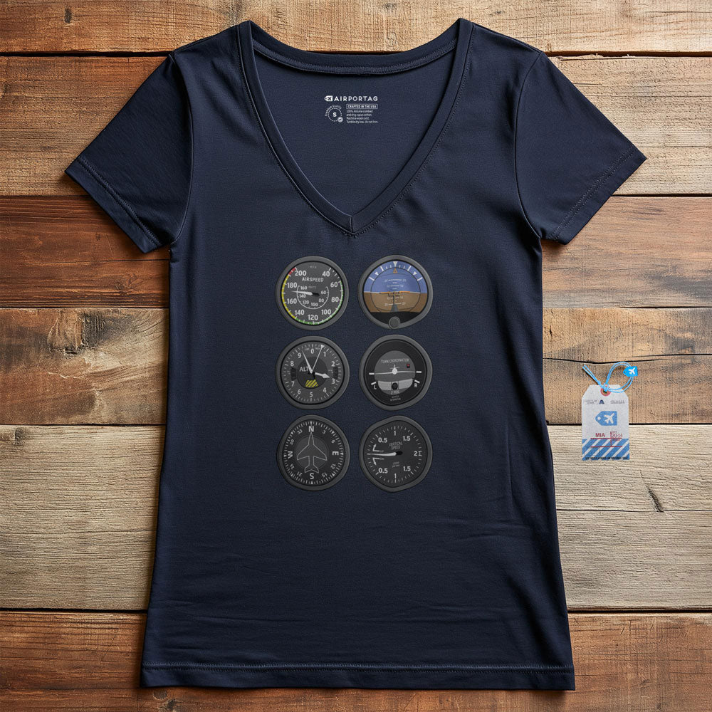 Flight Instruments - Women's V-Neck T-Shirt