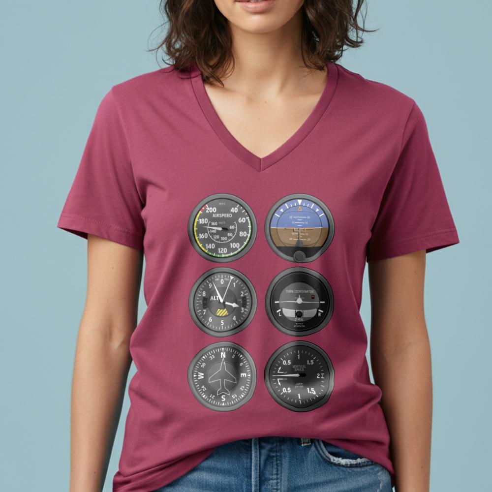 Flight Instruments - Women's V-Neck T-Shirt