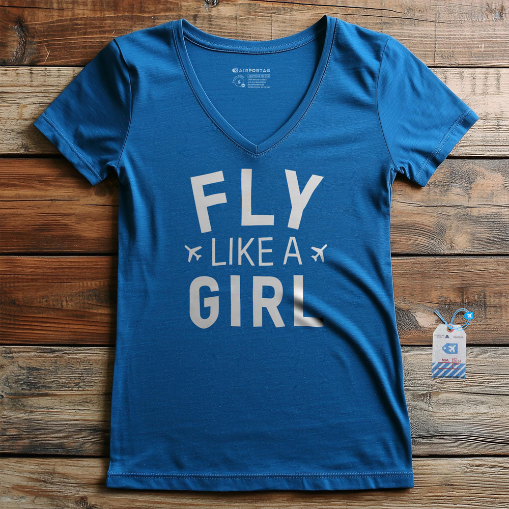 Fly Like A Girl - Women's V-Neck T-Shirt