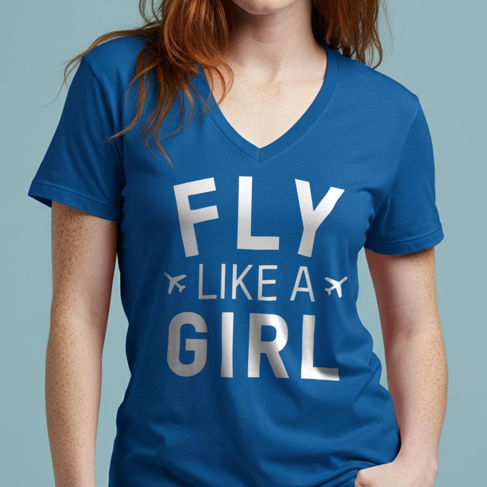 Fly Like A Girl - Women's V-Neck T-Shirt