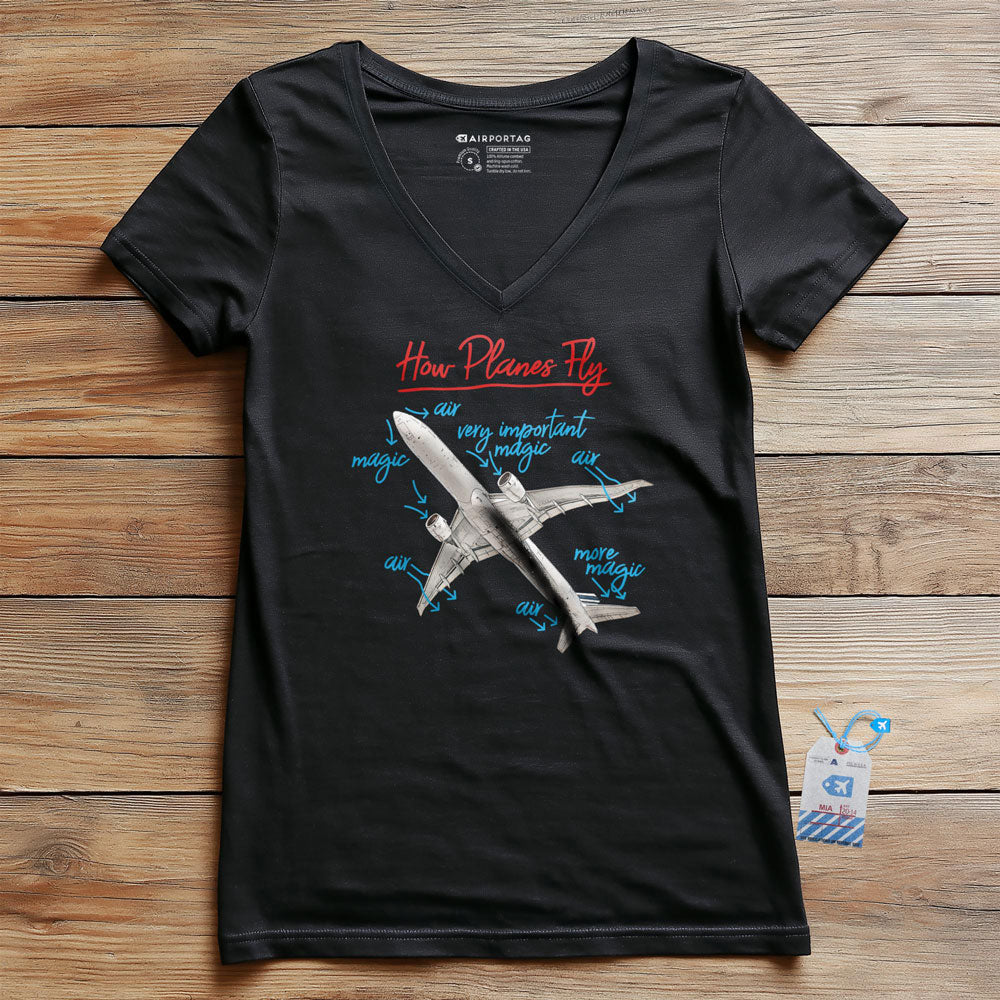 How Planes Fly - Women's V-Neck T-Shirt