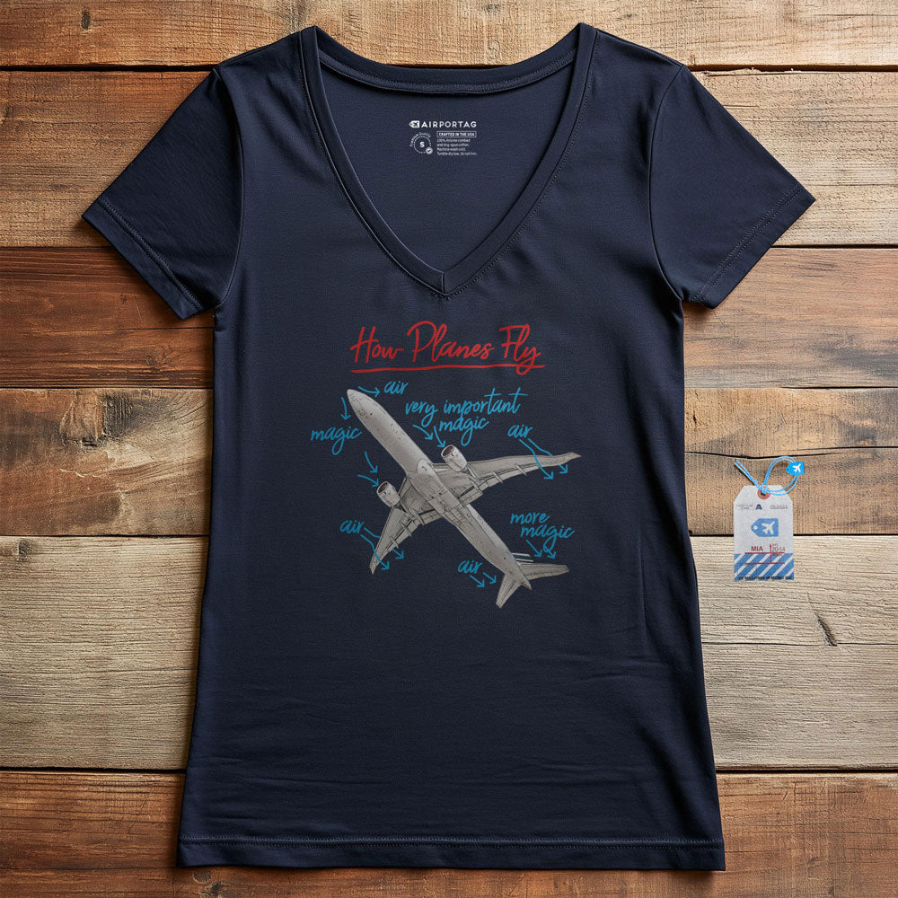 How Planes Fly - Women's V-Neck T-Shirt