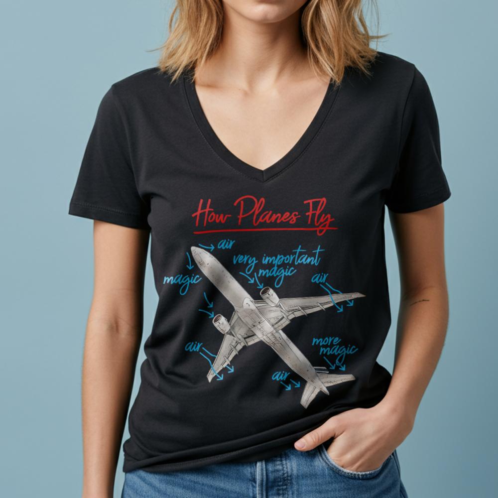 How Planes Fly - Women's V-Neck T-Shirt