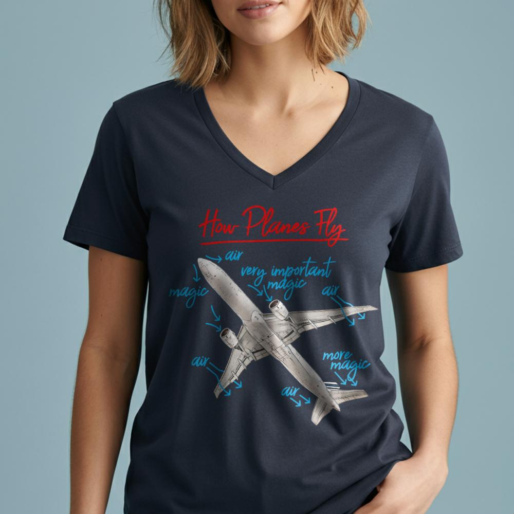 How Planes Fly - Women's V-Neck T-Shirt