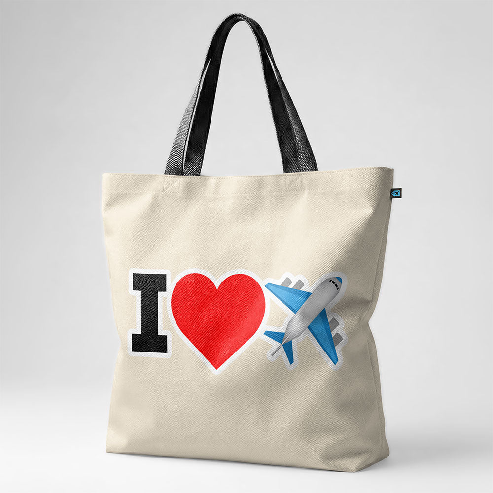 Emoji Heart Plane - Tote Bag