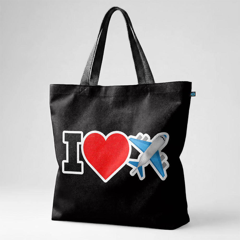 Emoji Heart Plane - Tote Bag