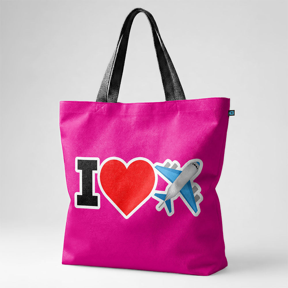 Emoji Heart Plane - Tote Bag