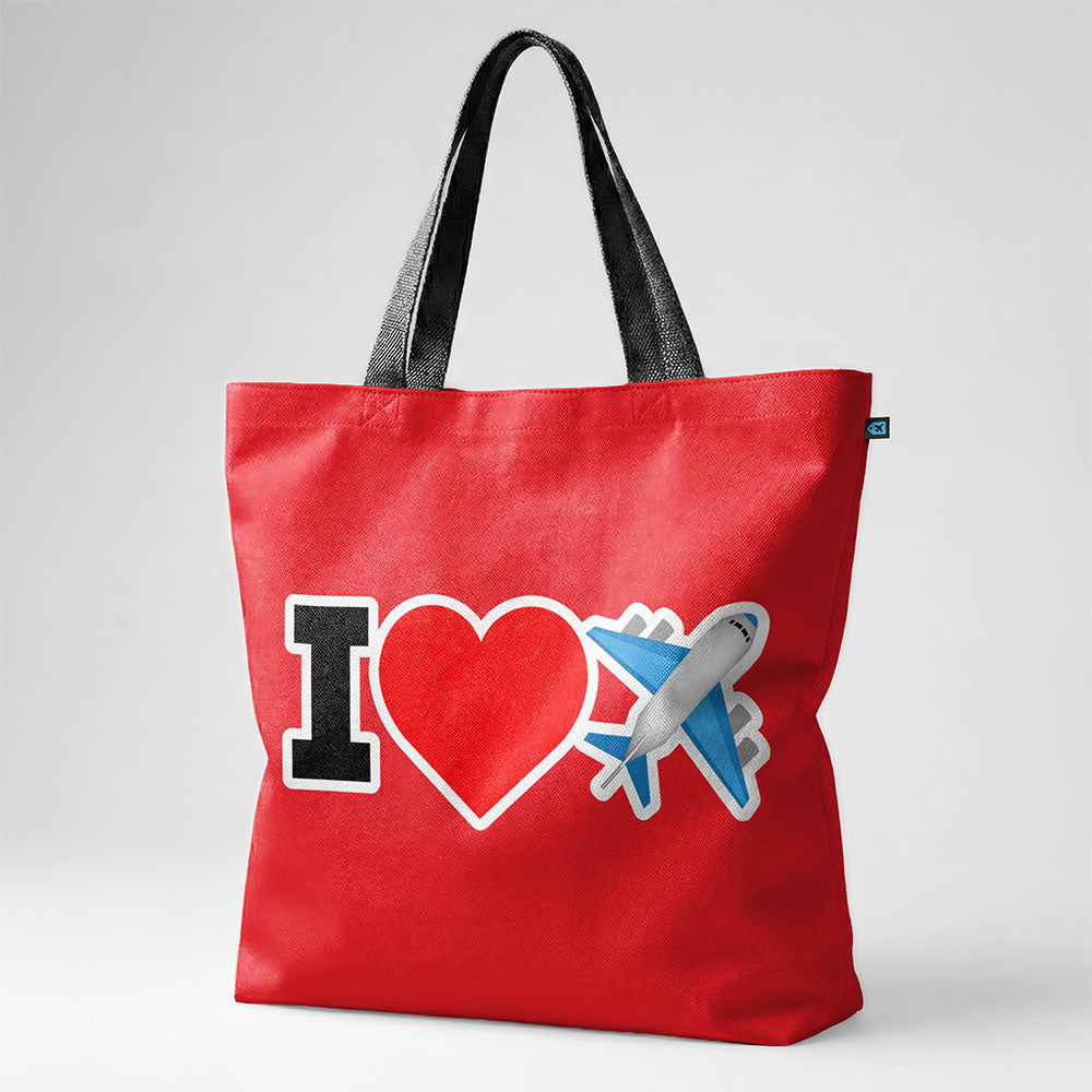 Emoji Heart Plane - Tote Bag