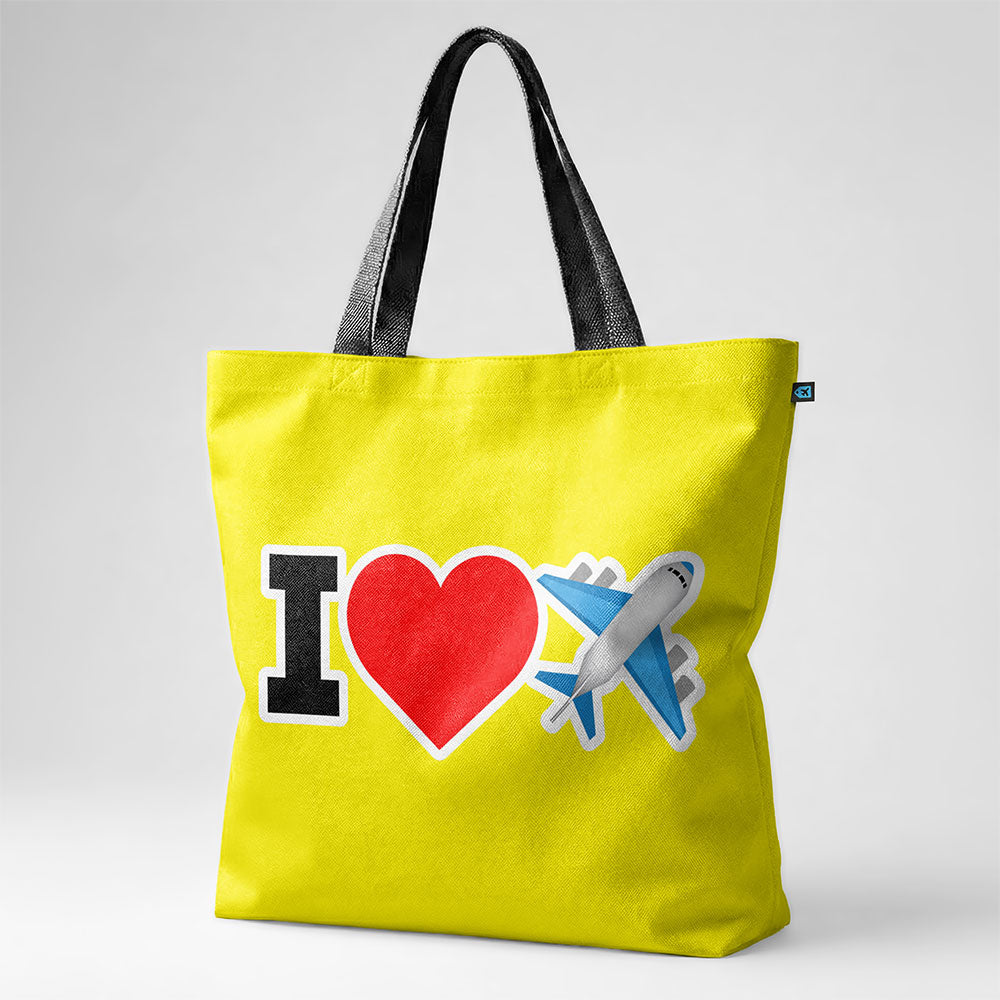 Emoji Heart Plane - Tote Bag