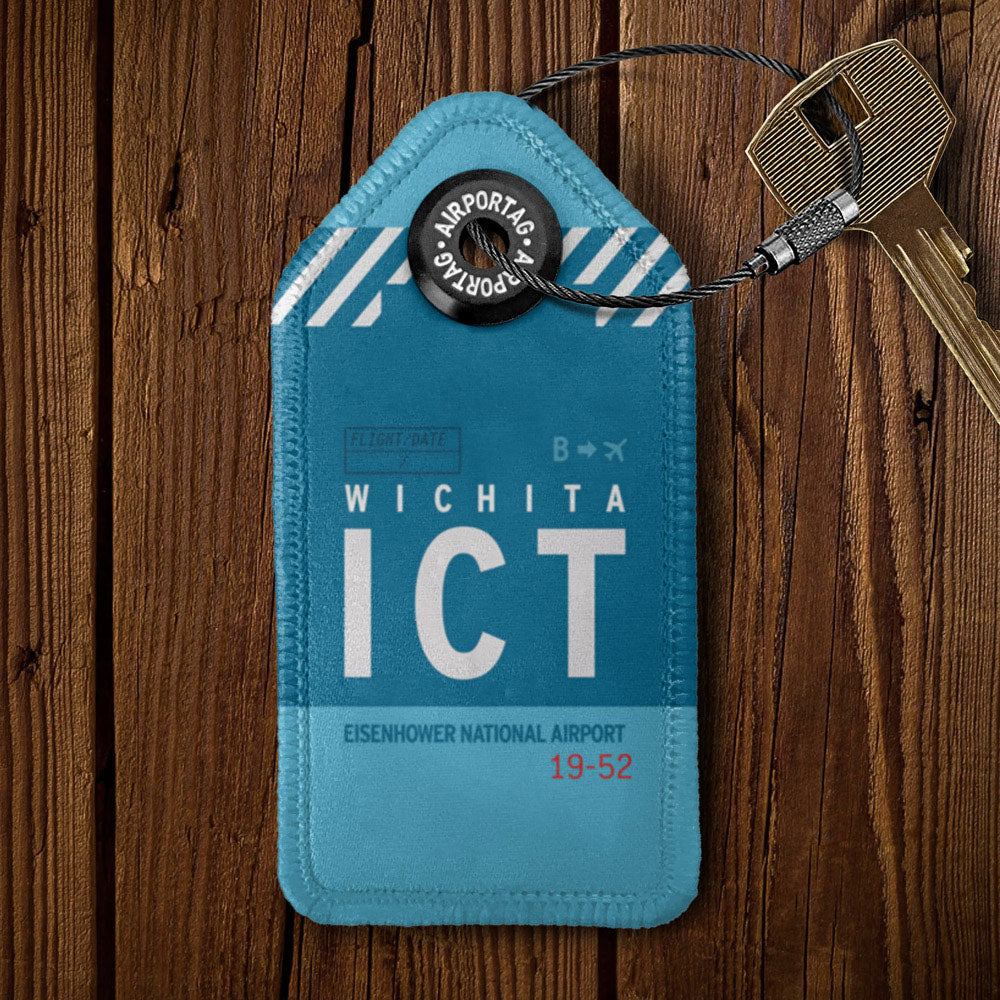 ICT - Wichita Dwight D. Eisenhower Airport - Kansas, US - Leather Keychain