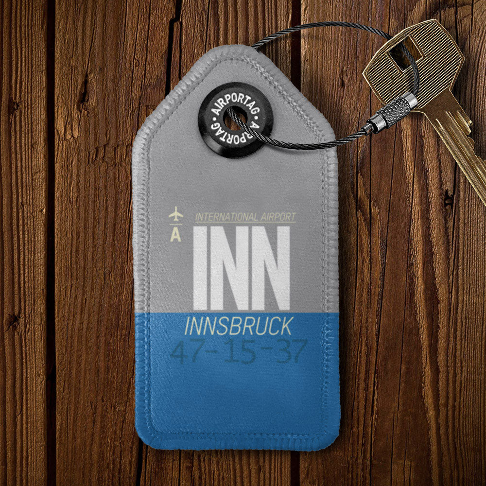 INN - Innsbruck Airport - Innsbruck, Austria - Leather Keychain