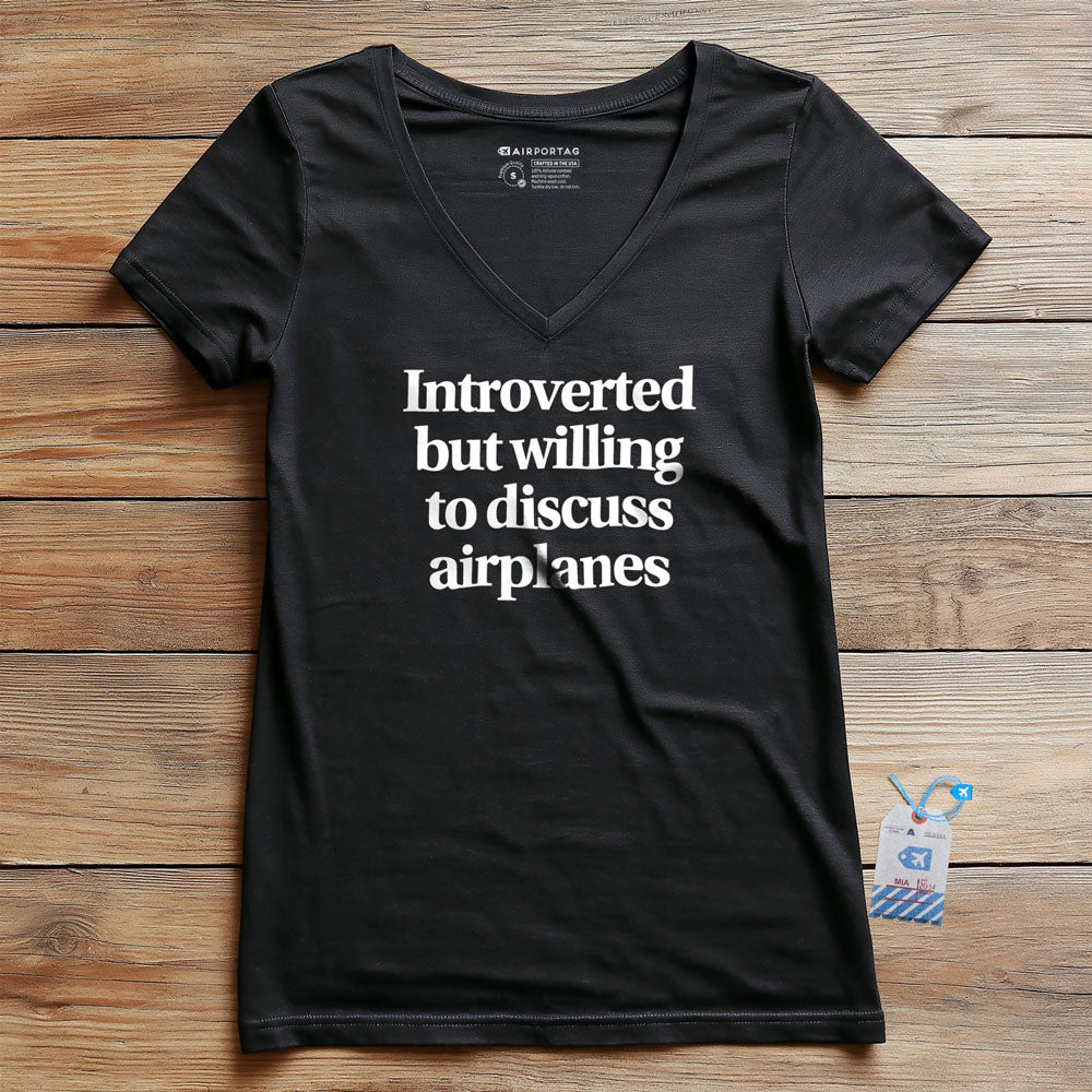 Introverted Discuss Airplanes - Women's V-Neck T-Shirt