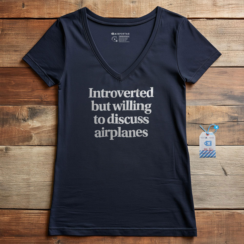 Introverted Discuss Airplanes - Women's V-Neck T-Shirt