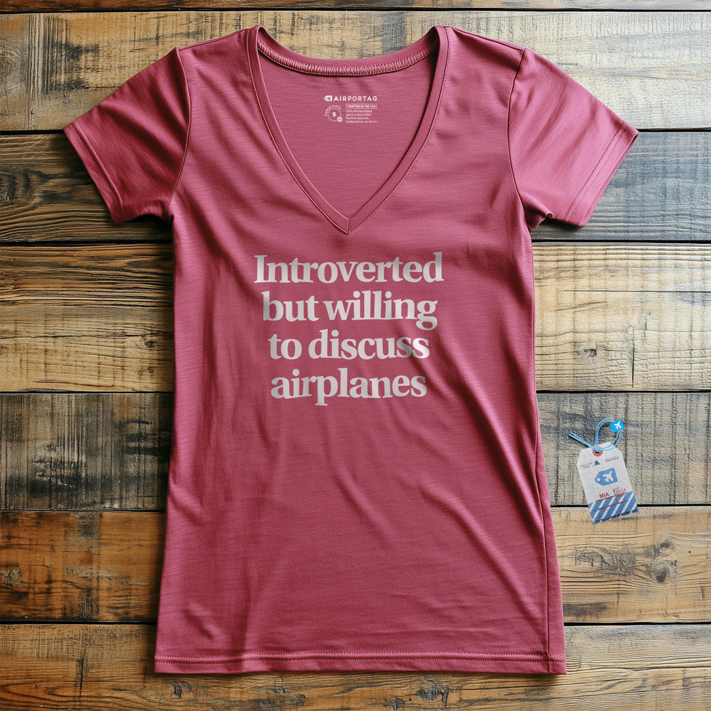 Introverted Discuss Airplanes - Women's V-Neck T-Shirt