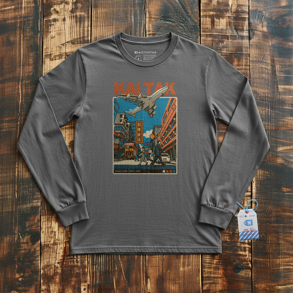 Kai Tak Pixel Art - Long Sleeve T-Shirt