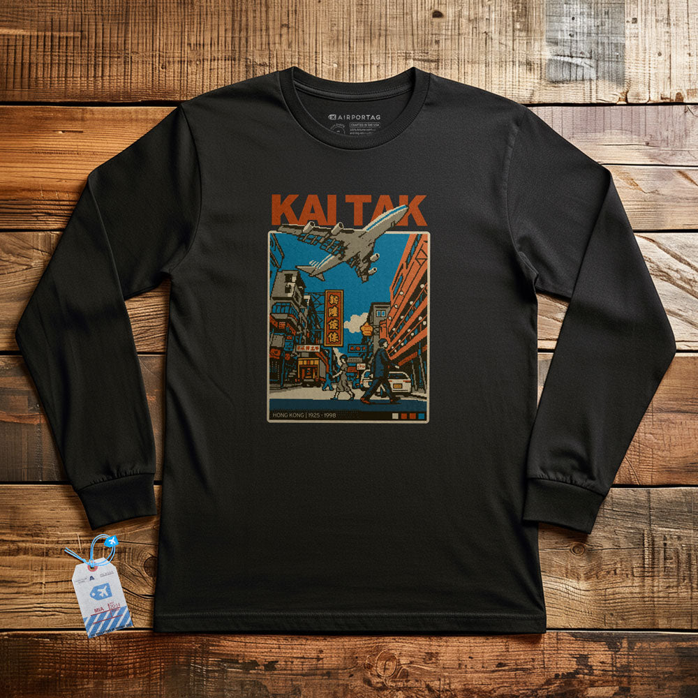 Kai Tak Pixel Art - Long Sleeve T-Shirt
