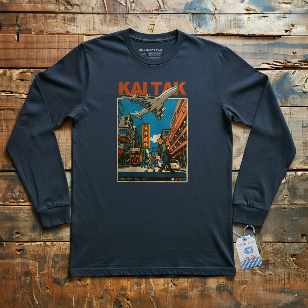 Kai Tak Pixel Art - Long Sleeve T-Shirt