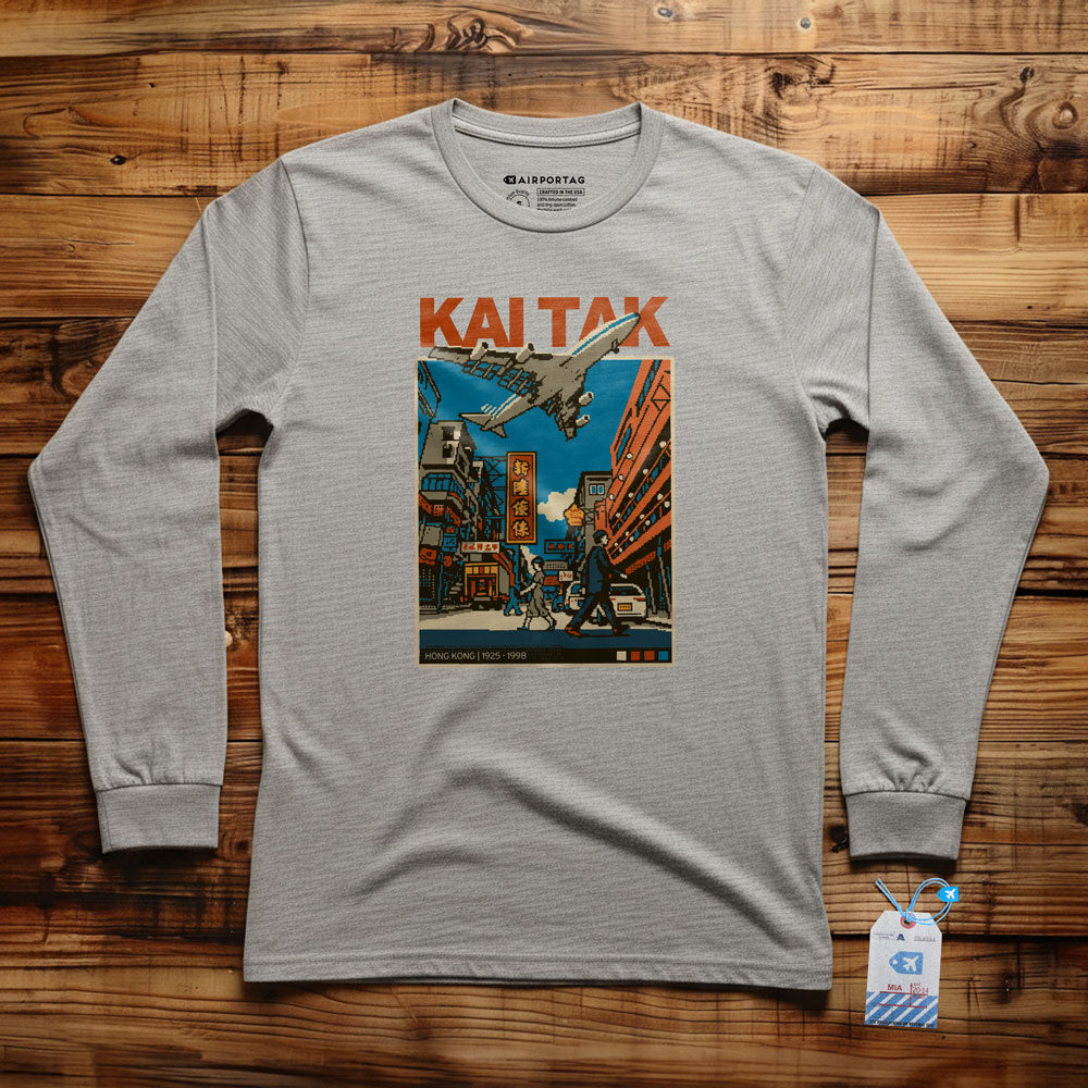 Kai Tak Pixel Art - Long Sleeve T-Shirt
