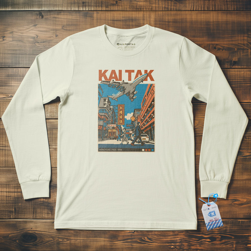 Kai Tak Pixel Art - Long Sleeve T-Shirt