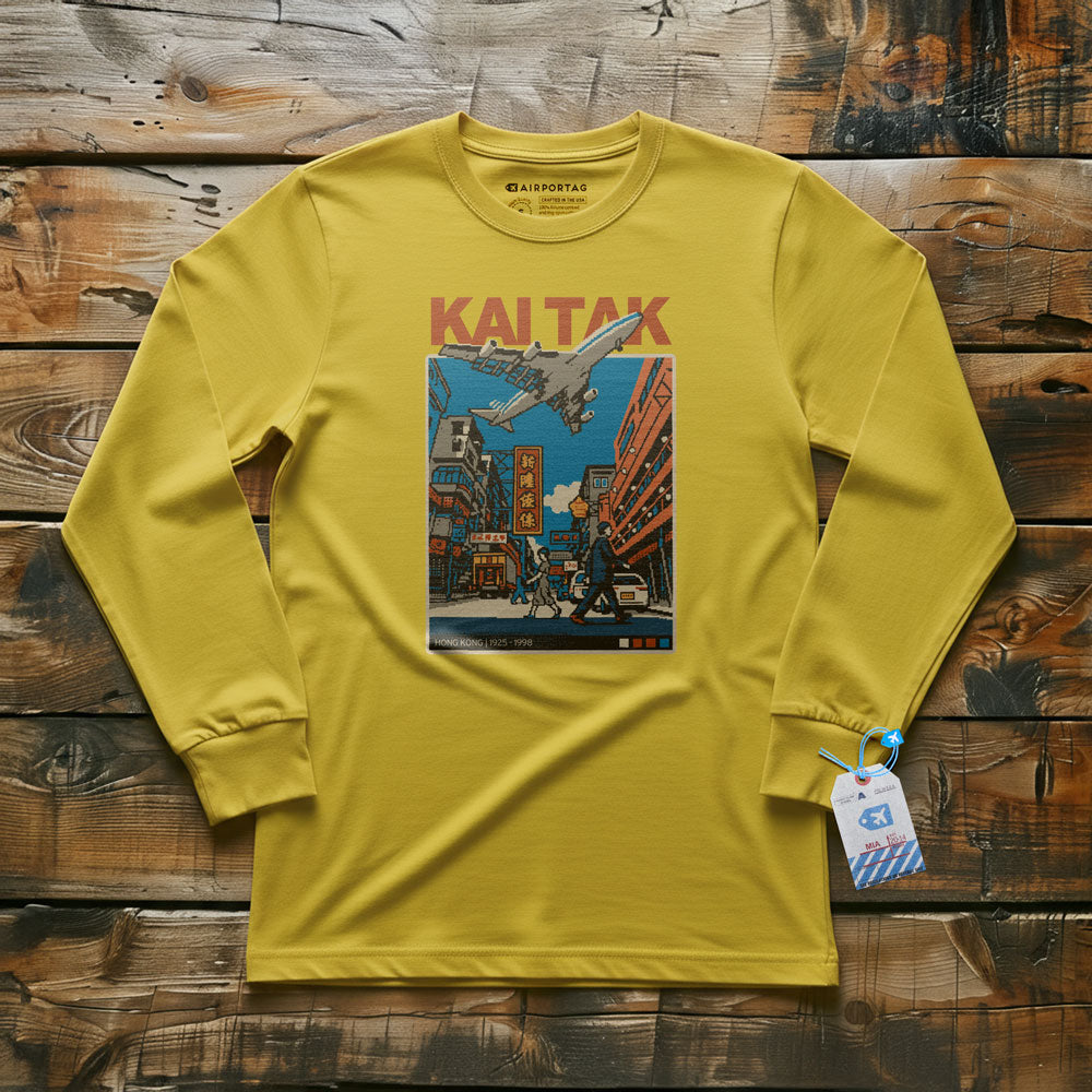 Kai Tak Pixel Art - Long Sleeve T-Shirt