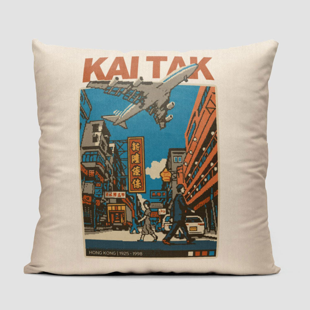 Kai Tak Pixel Art - Throw Pillow