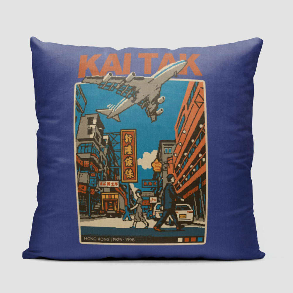 Kai Tak Pixel Art - Throw Pillow