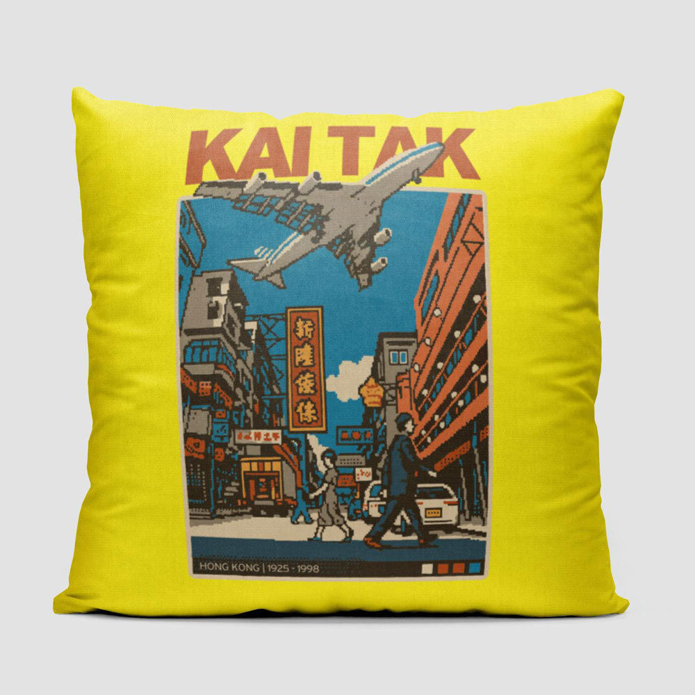 Kai Tak Pixel Art - Throw Pillow