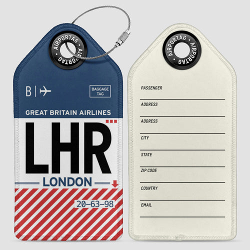 Airport Code Luggage Tag IATA code LHR baggage tag