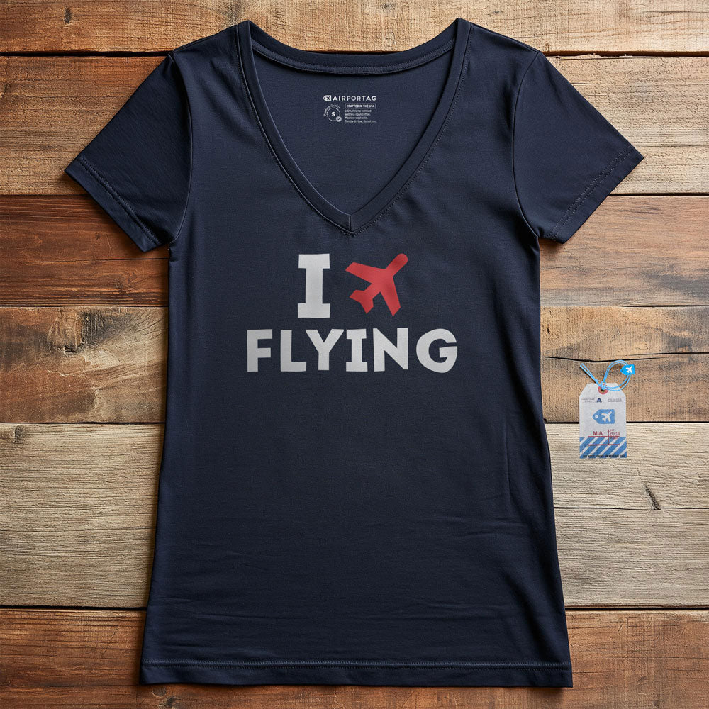 I Love Flying - Women's V-Neck T-Shirt