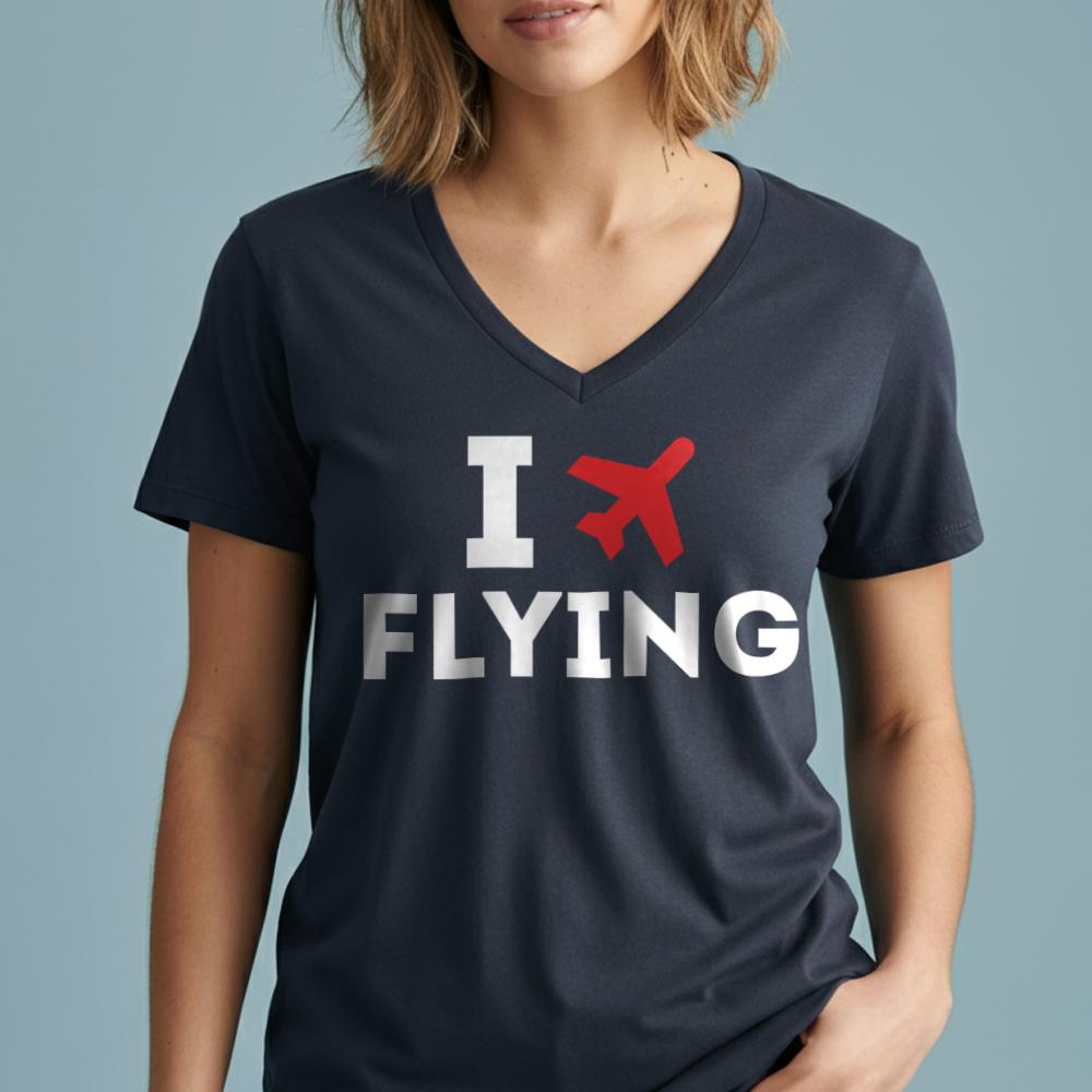 I Love Flying - Women's V-Neck T-Shirt