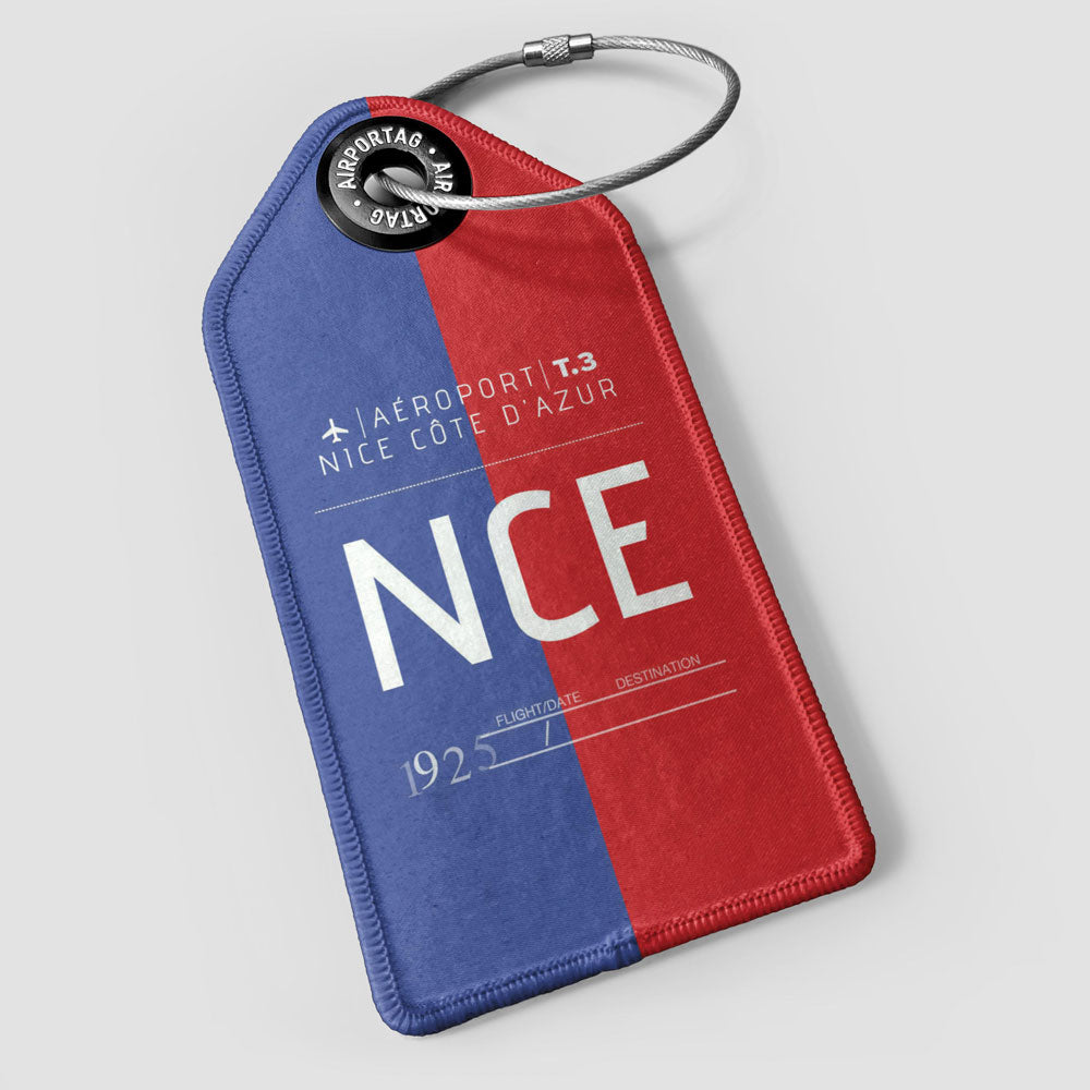 Airport Code Luggage Tag - IATA code NCE baggage tag