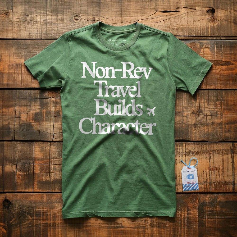 Non-Rev Travel Builds Character - T-Shirt
