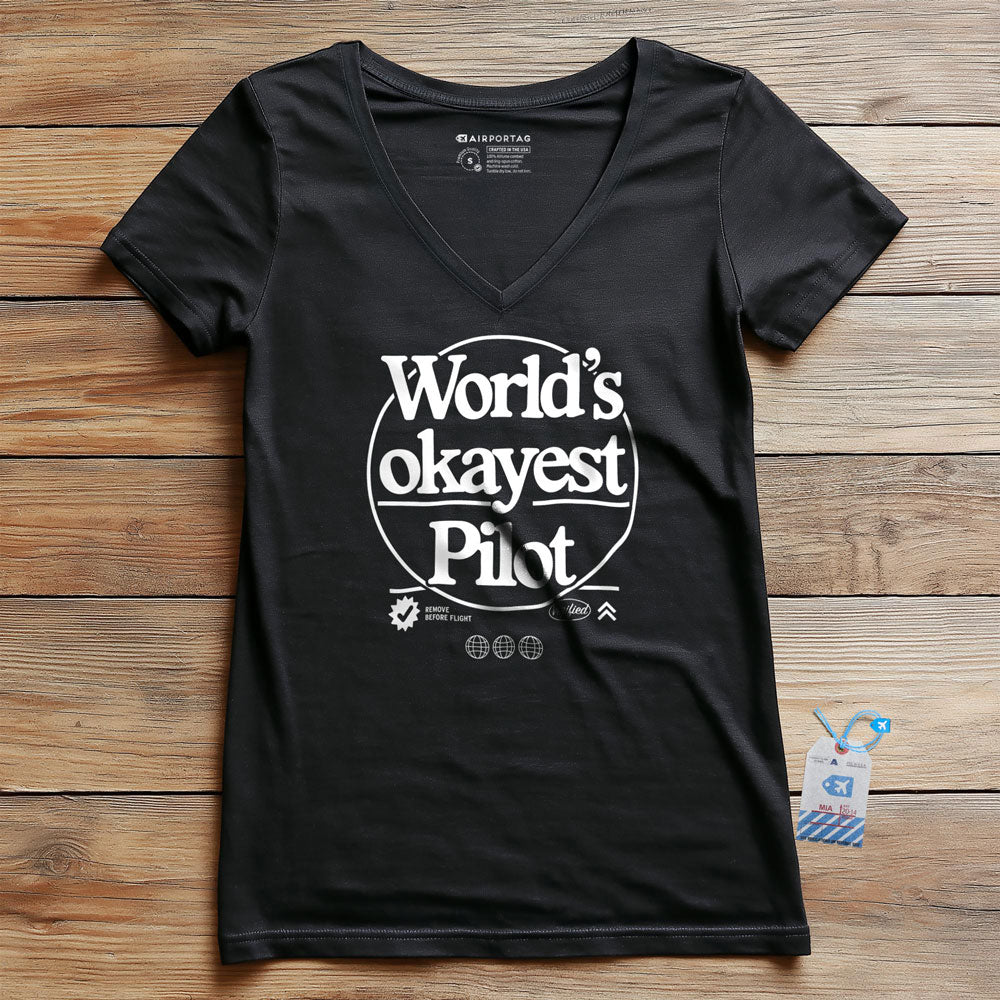 World's Okayest Pilot - Women's V-Neck T-Shirt