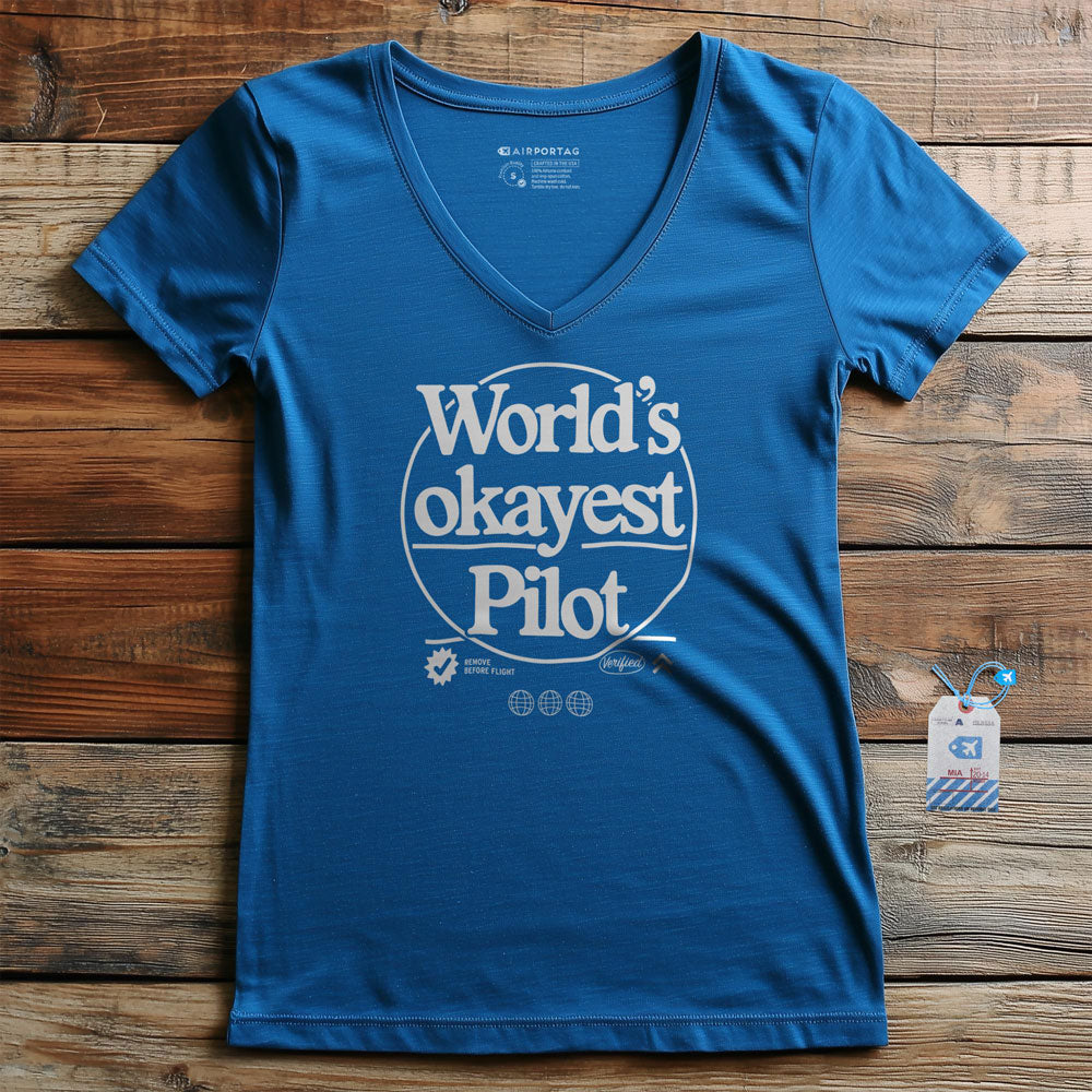 World's Okayest Pilot - Women's V-Neck T-Shirt