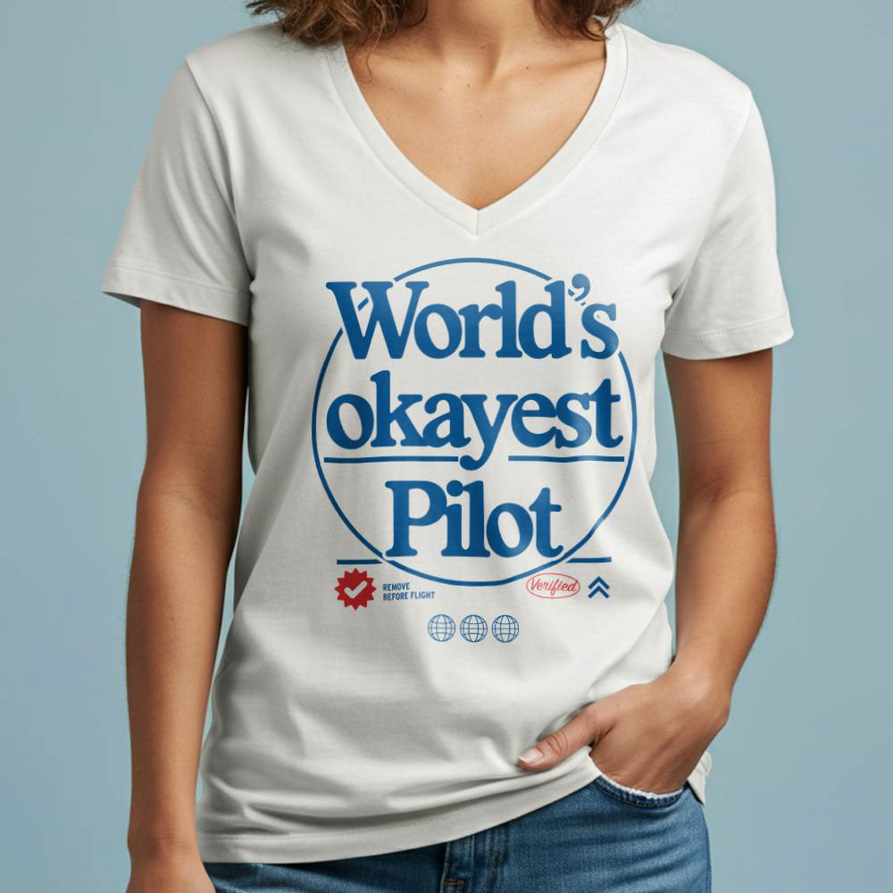 World's Okayest Pilot - Women's V-Neck T-Shirt