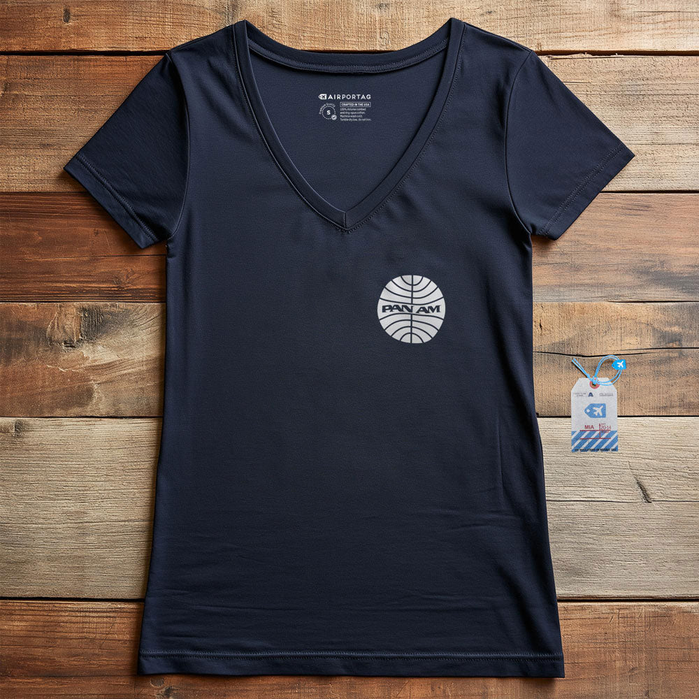 Pan Am Logo Pocket - Women's V-Neck T-Shirt