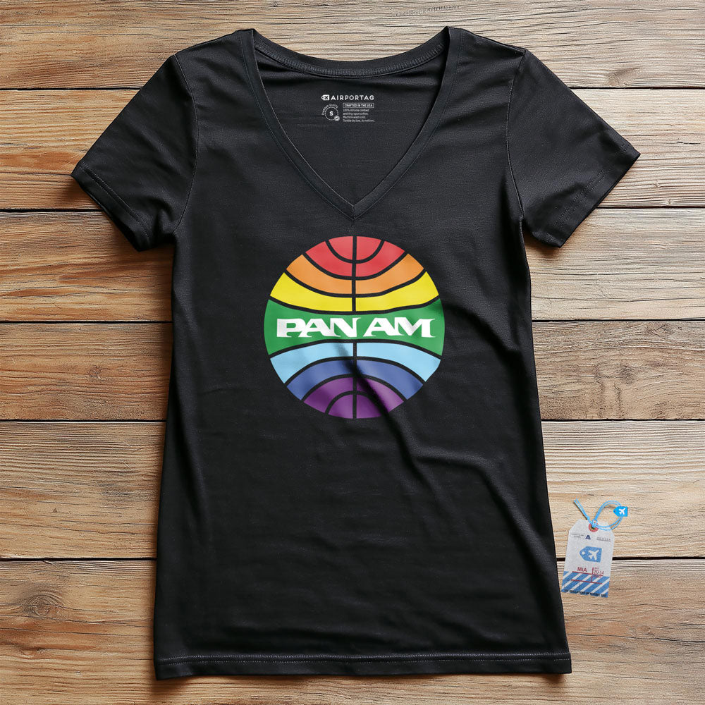 Pan Am Logo Rainbow - Women's V-Neck T-Shirt