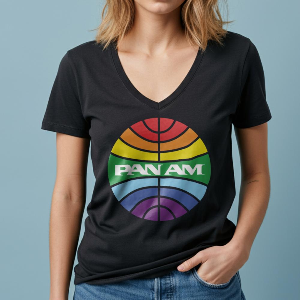 Pan Am Logo Rainbow - Women's V-Neck T-Shirt