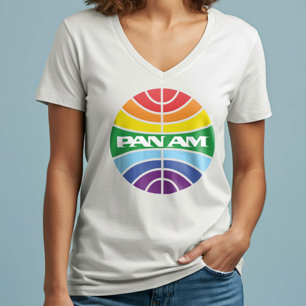 Pan Am Logo Rainbow - Women's V-Neck T-Shirt