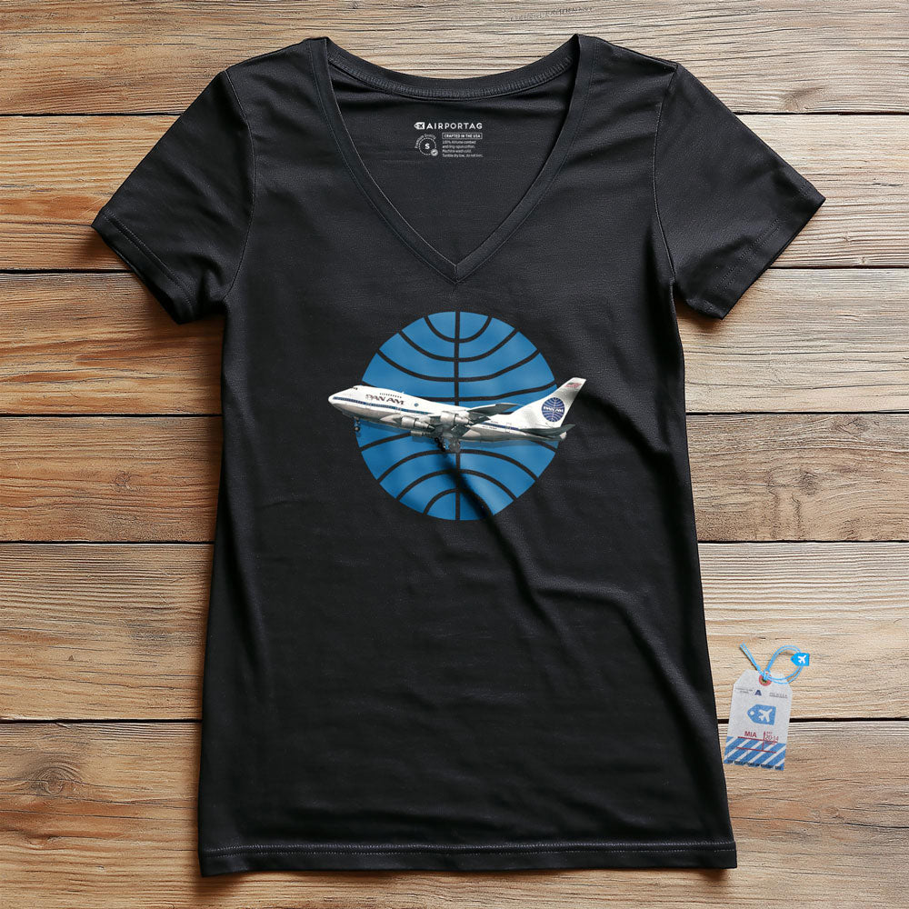 Pan Am Logo Airplane - Women's V-Neck T-Shirt