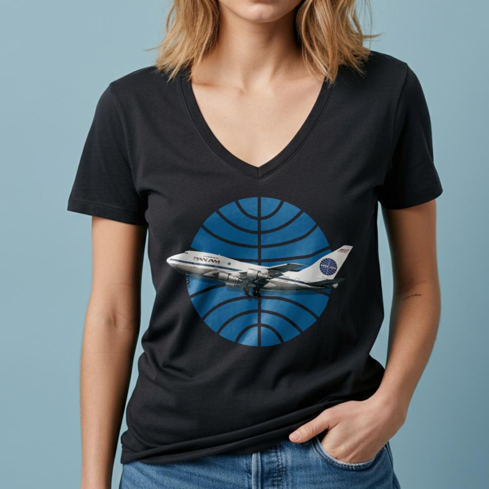 Pan Am Logo Airplane - Women's V-Neck T-Shirt