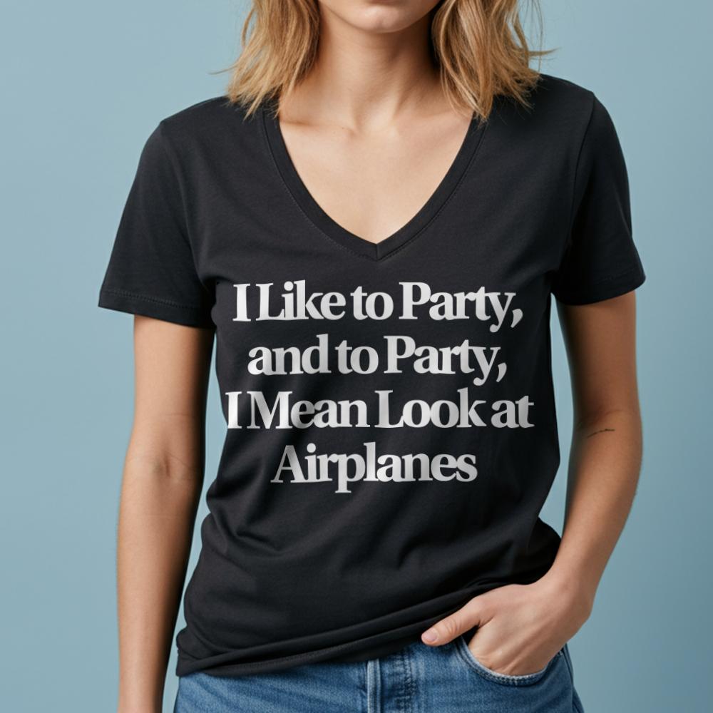 Like Party Airplanes - Women's V-Neck T-Shirt