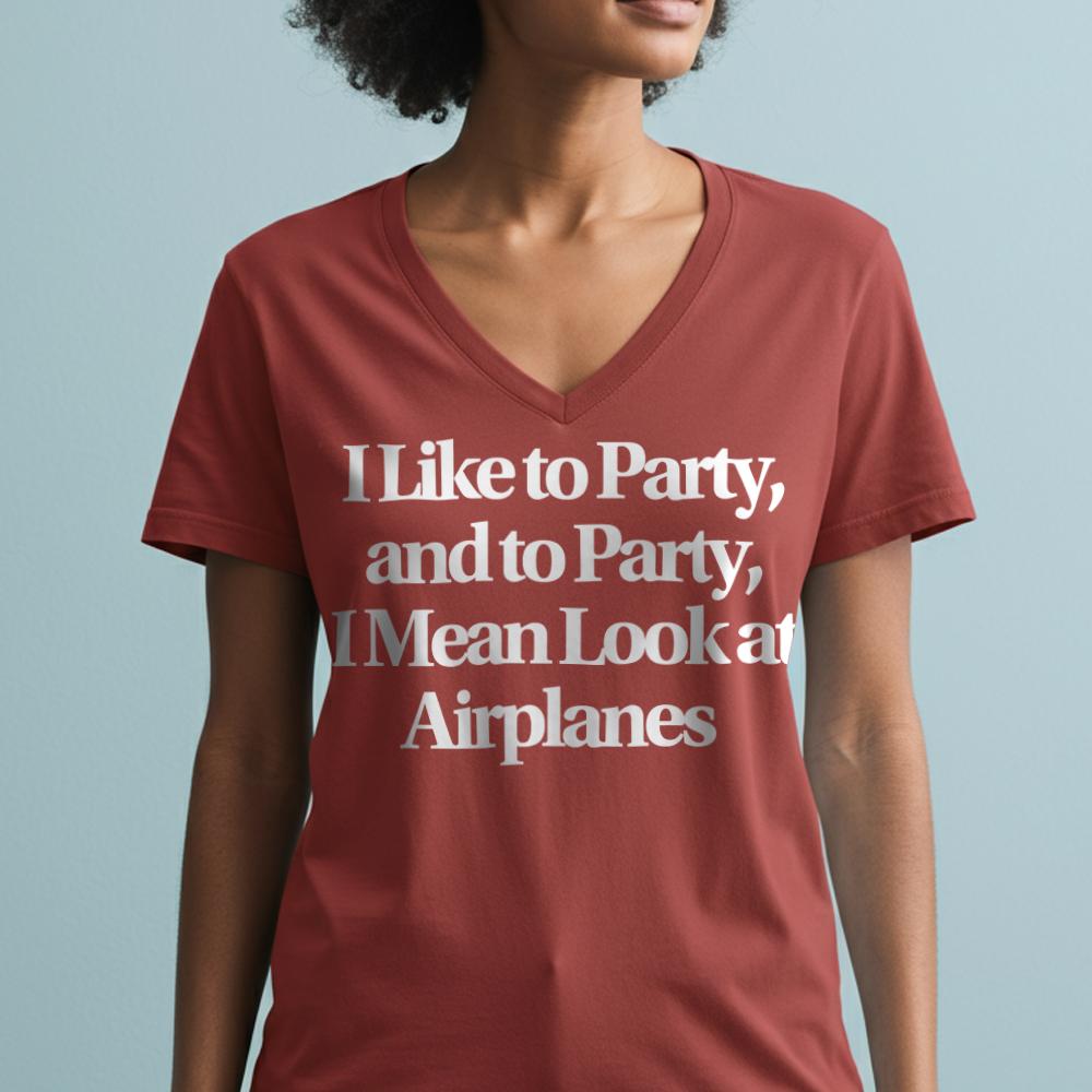 Like Party Airplanes - Women's V-Neck T-Shirt