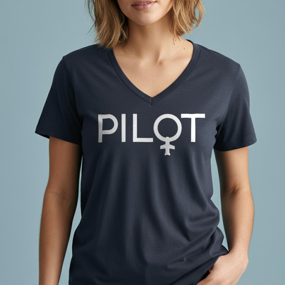 Pilot Woman - Women's V-Neck T-Shirt