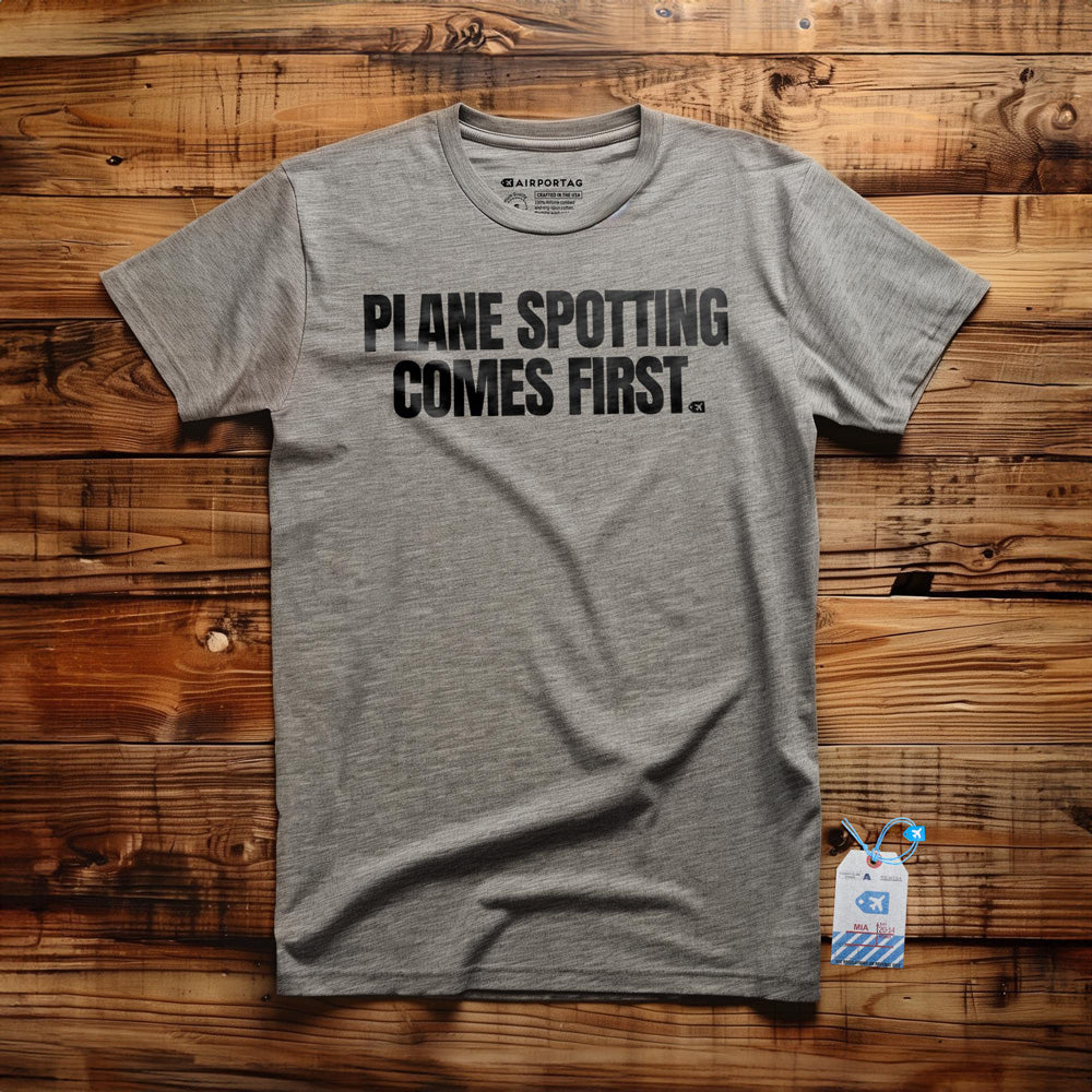 Plane Spotting Comes First - T-Shirt - Athletic Heather