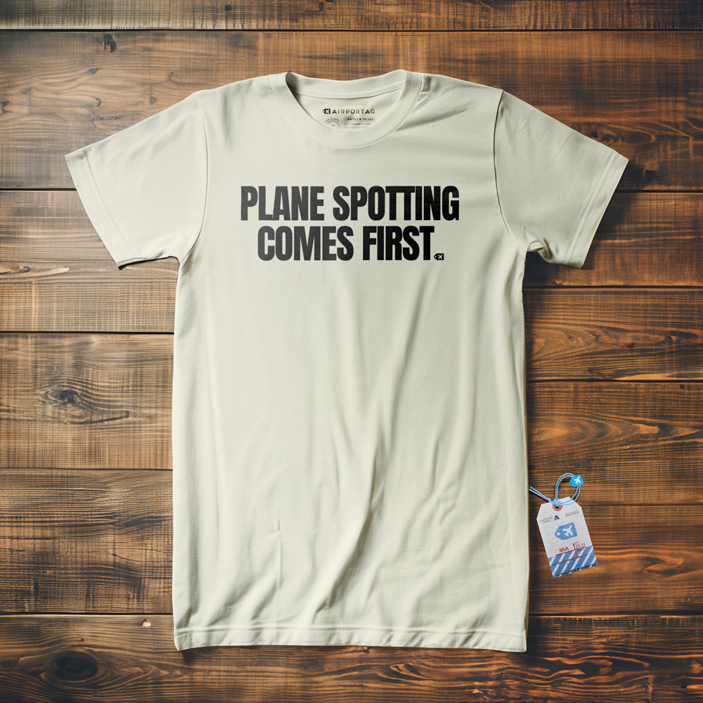 Plane Spotting Comes First - T-Shirt - Vintage White