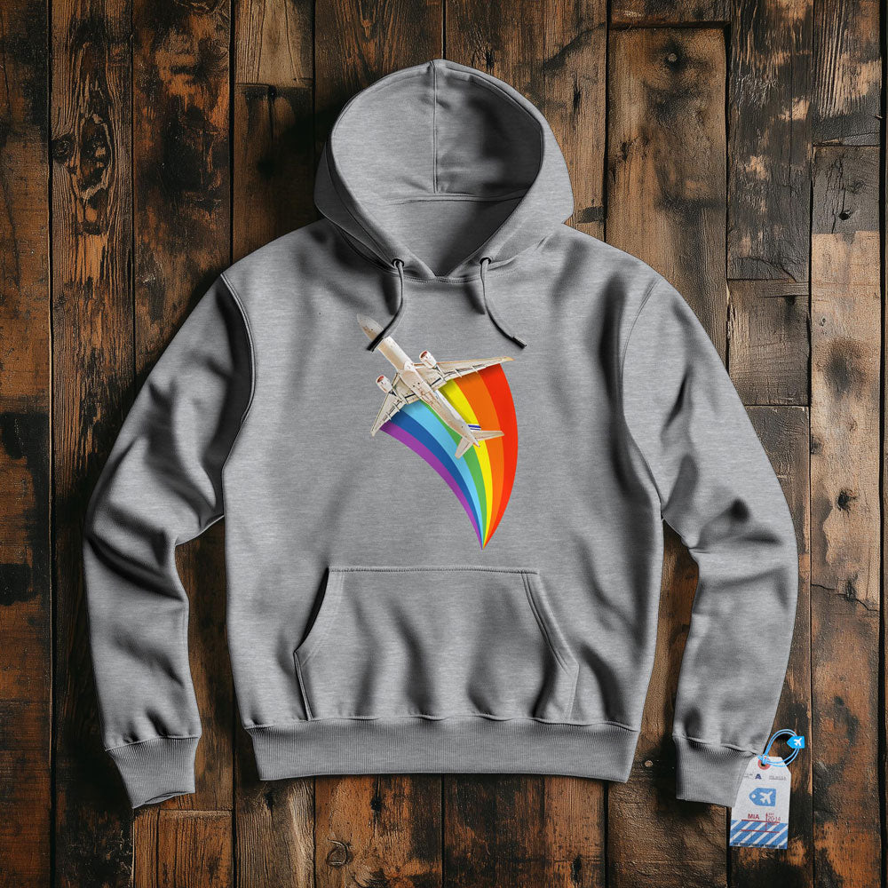 Plane Flying Rainbow - Pullover Hoodie