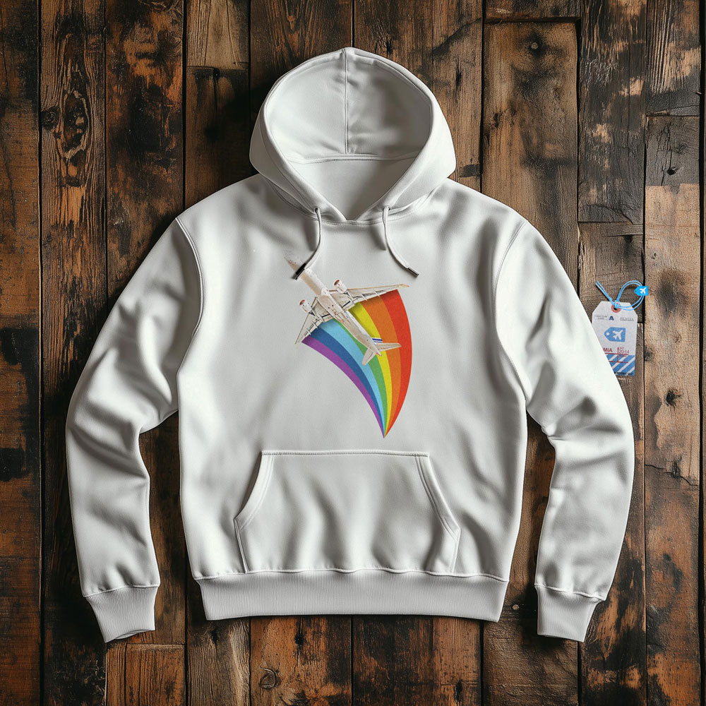 Plane Flying Rainbow - Pullover Hoodie